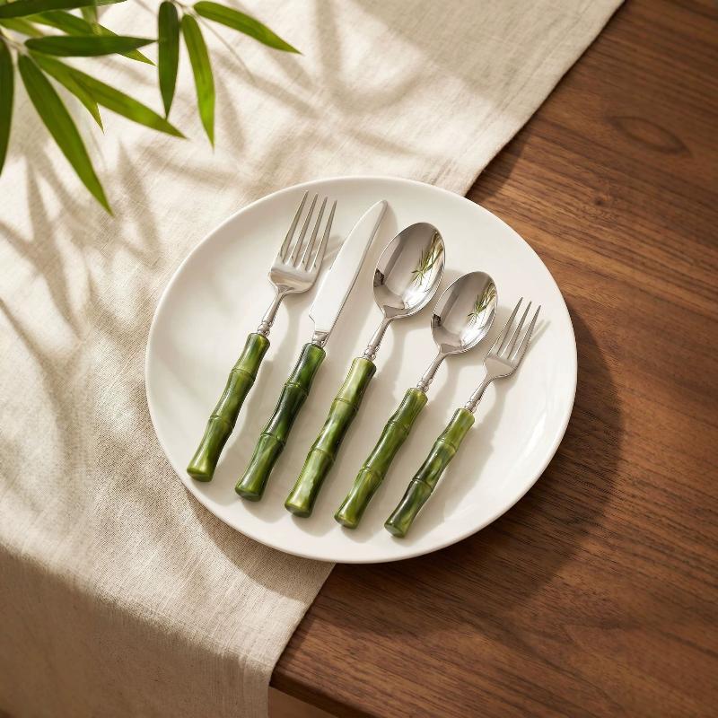 Bamboo Cutlery Set - 내구성 있는 대나무 손잡이 스테인리스 스틸