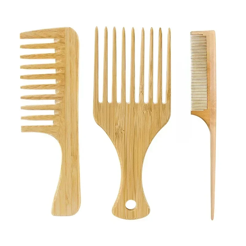 Bamboo Cutlery Set - 1Pcs 천연 대나무 나무 머리 빗