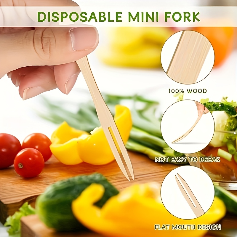Bamboo Cutlery Set - 고품질 대나무 과일 포크, 일회용 미니