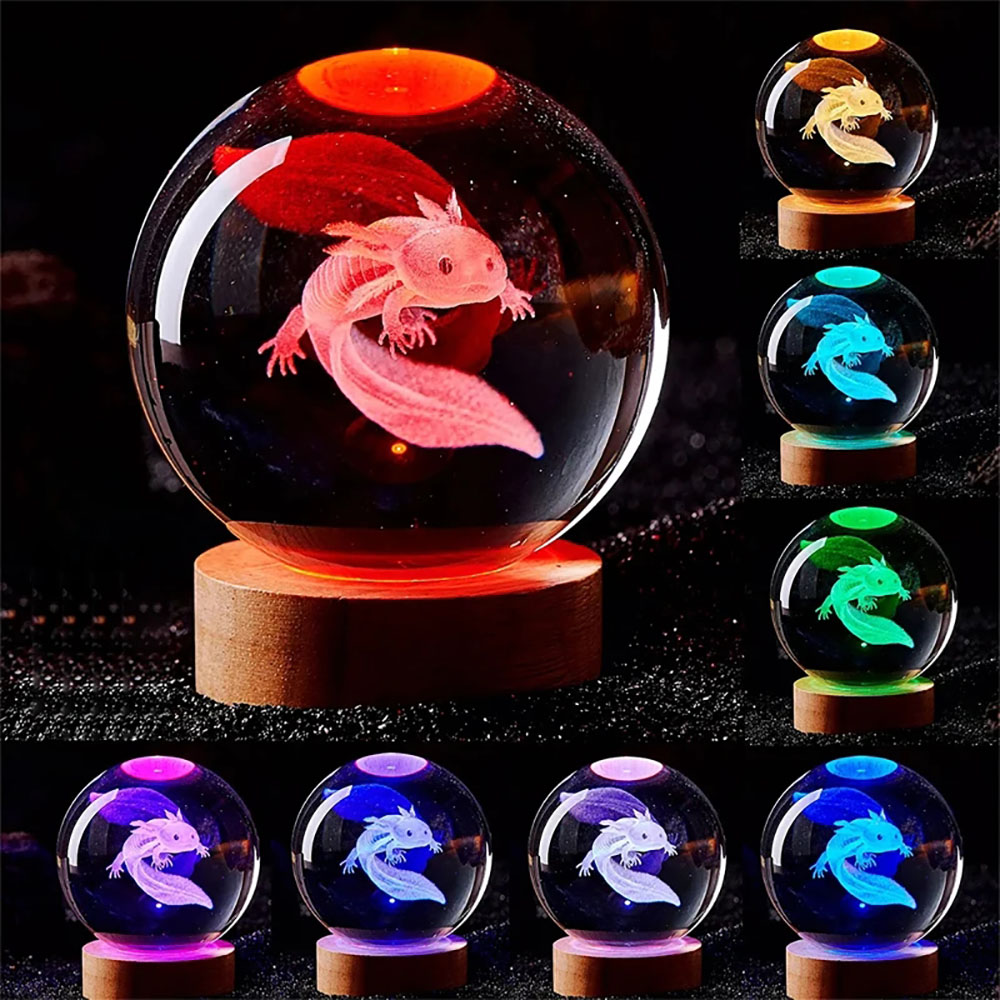 Crystal Ball Decor - 6cm Axolotl 3D 크리스탈 공 레이저