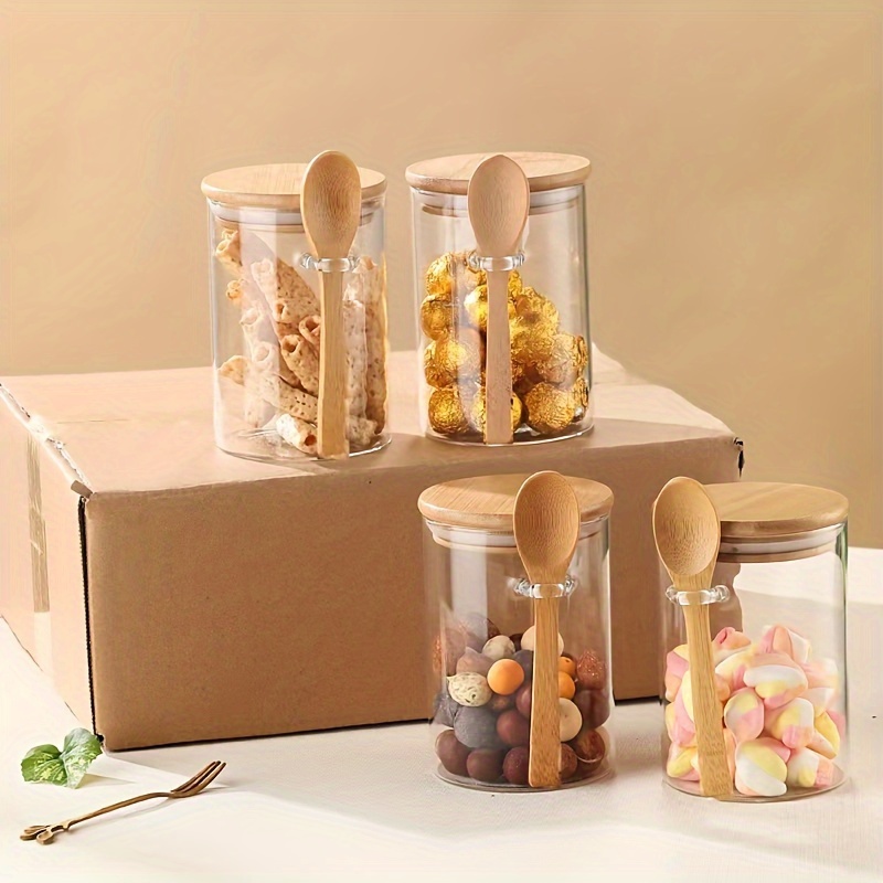 Bamboo Cutlery Set - 280ml 캔디 병, 비스킷 병, 밀폐된
