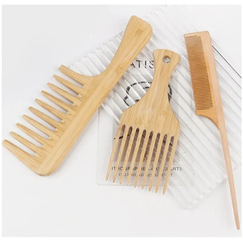 1Pcs 천연 대나무 나무 머리 빗 여성을위한 정전기  - Bamboo Cutlery Set 리뷰 및 가격