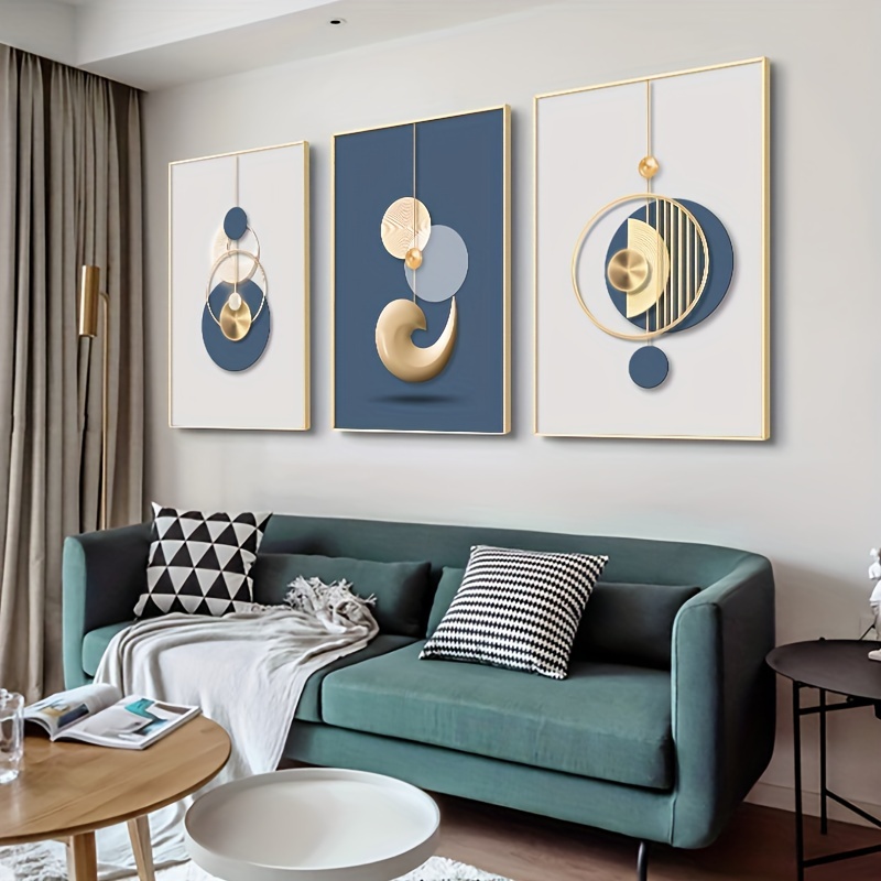3pcs 현대 벽 예술 그림 황금 파란색 포스터 럭셔리 - Luxury Lifestyle Furniture 리뷰 및 가격