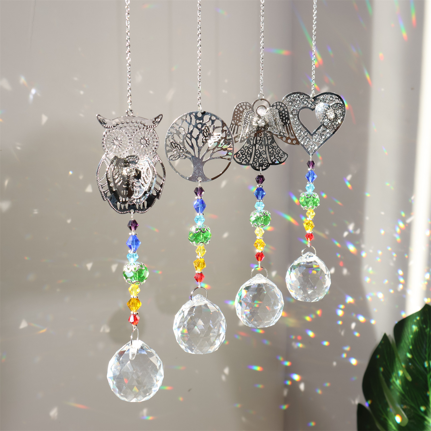 크리스탈 선캐쳐 메탈 피스 올빼미 나무 사랑 부채 천사 - Crystal Ball Decor 리뷰 및 가격