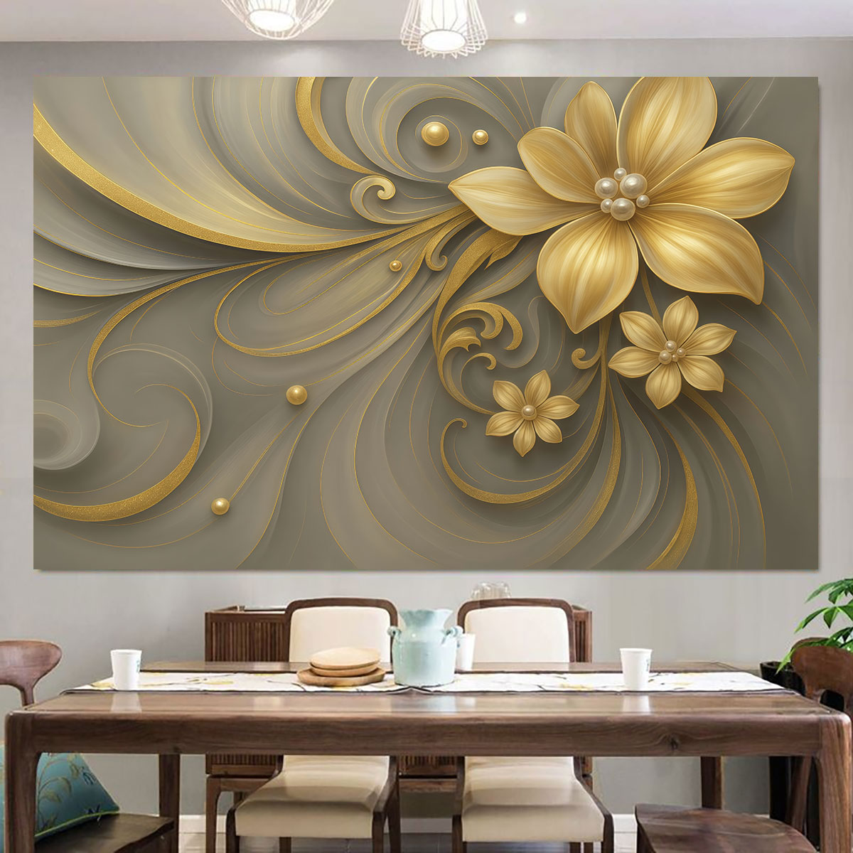 1pc 라이트 럭셔리 골드 플라워 진주 릴리프 원형 플 - Luxury Lifestyle Furniture 리뷰 및 가격
