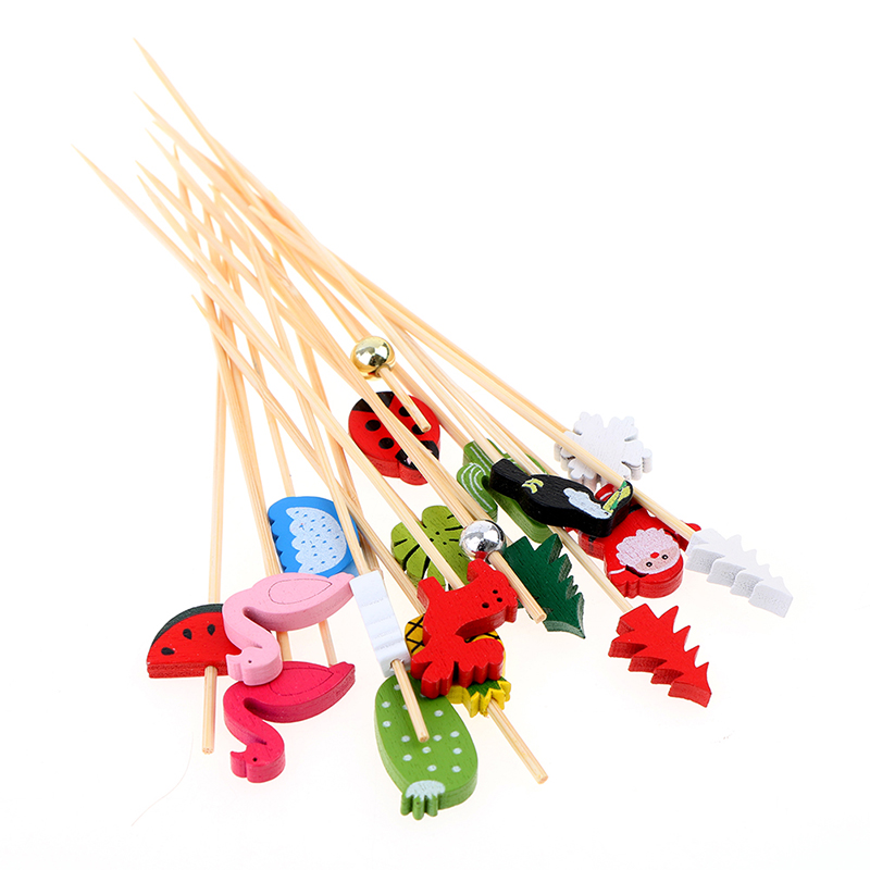 100pcs12cm 대나무 픽 뷔페 컵케이크 과일 포크 - Bamboo Cutlery Set 리뷰 및 가격