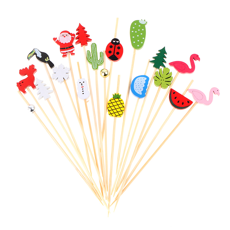 100pcs12cm 대나무 픽 뷔페 컵케이크 과일 포크 - Bamboo Cutlery Set 리뷰 및 가격