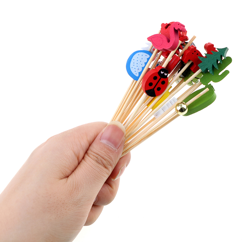 100pcs12cm 대나무 픽 뷔페 컵케이크 과일 포크 - Bamboo Cutlery Set 리뷰 및 가격