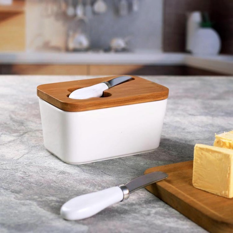 대나무 커버가 있는 심플한 세라믹 버터 접시, 직사각형 - Bamboo Cutlery Set 리뷰 및 가격
